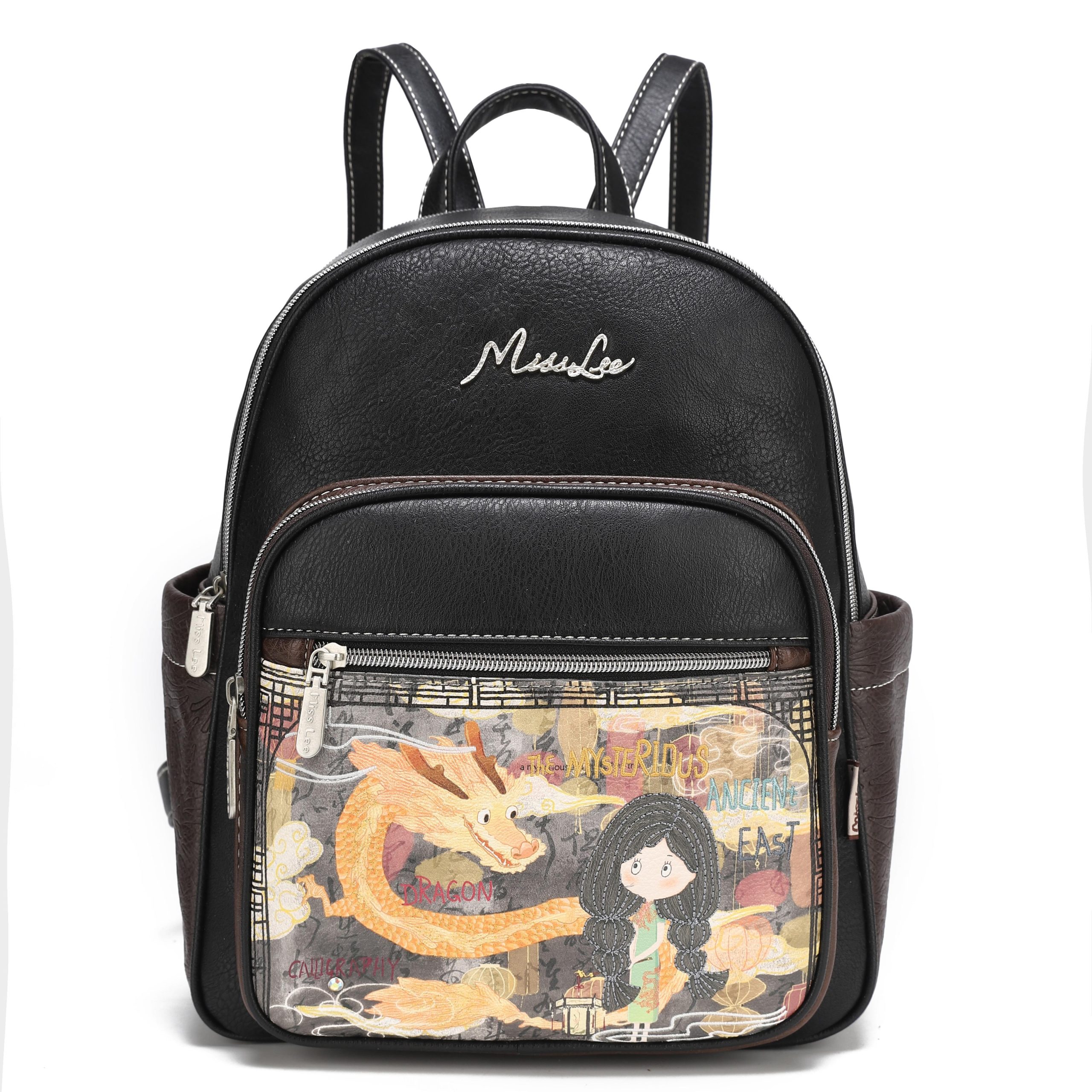 Subasta Mochila MissLee, Multicapa, Diseño de cremallera, Gran capacidad, Cuerpo redondeado, Varios colores disponibles