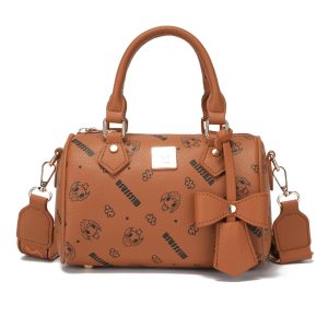 Bolso , Espacioso, Con Cremallera, Se Puede Llevar Cruzado, Estructurado, Patrón Estampado, Mano De Obra Exquisita, Disponible En Cinco Colores, Bolso De Hombro, Con Adorno De Lazo