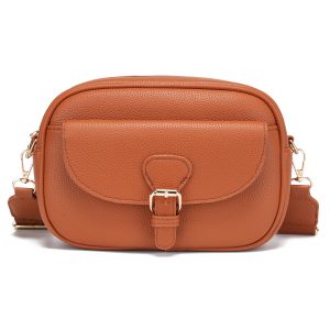 Miss Unique Bolso Bandolera Bandoleras Negro Para Dama Cuero Sintético Granulado, Bolsillo Frontal con Cierre Dorado Correa Ajustable y Removible Con Divisiones Internas
