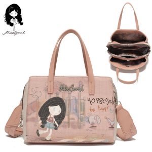 Bolsa de Mano para Mujer MissBag, Grande y Espaciosa, 3 Compartimentos, Uso Diario, Diseño Original, Convertible en Bolso Cruzado, 4 Colores Disponibles
