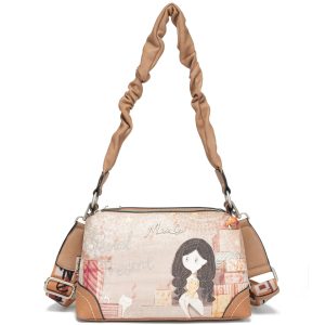 Bolsa de Hombro con Estampado de Chica MissLee, Bolso Bandolera Casual para Mujer, Bolso Axilar con Correa Arrugada, Bolso de Mano para Viaje y Trabajo