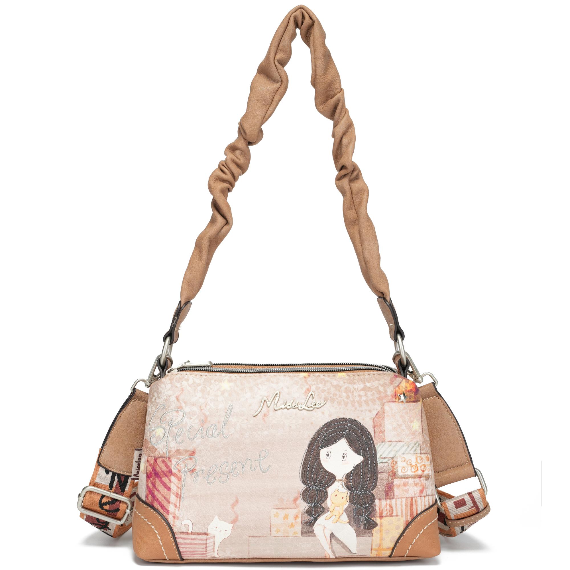 Bolsa de Hombro con Estampado de Chica MissLee, Bolso Bandolera Casual para Mujer, Bolso Axilar con Correa Arrugada, Bolso de Mano para Viaje y Trabajo
