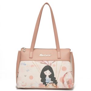 Bolsa Tote MissSarah, Bolso de Hombro, Capacidad Extra Grande, Tres Grandes Compartimentos con Estampado Dulce