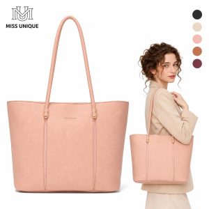 Miss Unique Bolsa para Mujer de Tote de Gran Capacidad con Cremallera Dorada Hebillas Metálicas Doradas en las Correas Compartimento Principal Amplio con Bolsillo Interno Oculto y Forro Estampado, Correa Larga para Hombro Ideal para Viaje Trabajo y Univer