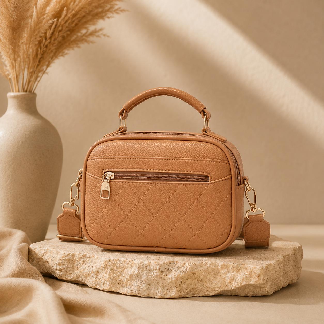 Miss Unique Cartera Bandolera Bandoleras Mano para Mujer – Regalo Ideal, Cuero Ecológico, Acolchado de Rombo y Gran Capacidad, 2 en 1
