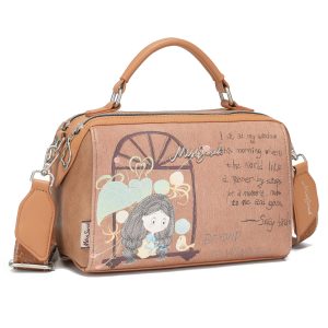 Bolsa Boston doble cremallera, mano/cruzada, compacta espaciosa, bordados finos