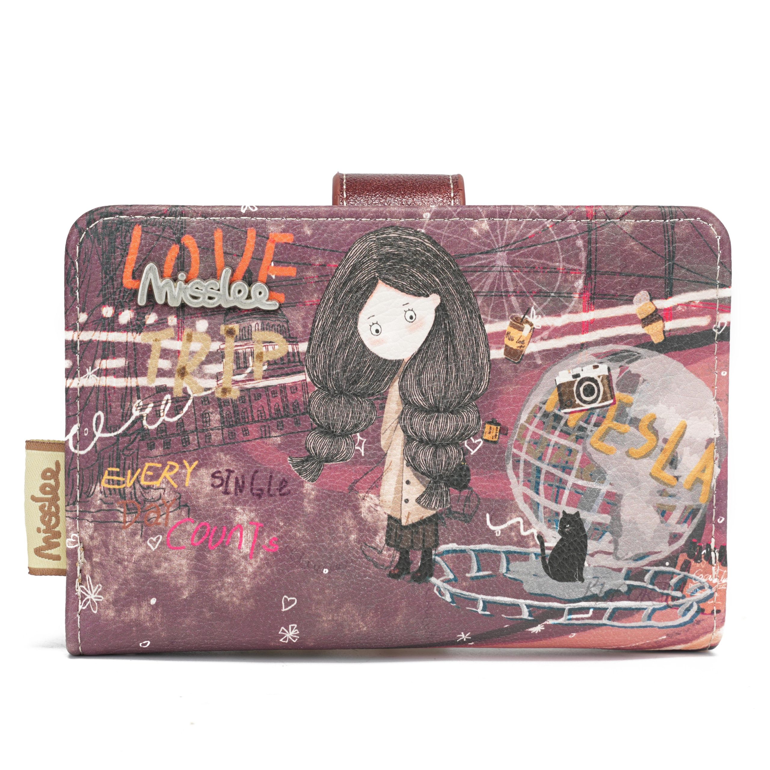 Cartera Con Diseño Y Tarjetero Con Broche De Presión