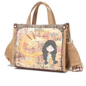 Bolso Miss Lee Estilo Tote Bag con Diseño de Chica y Dragón