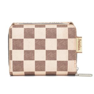 MissLee Monedero con Lazo y Estampado de Tablero de Ajedrez Múltiples Compartimentos Cremallera Exquisita Diseño Compacto y Elegante para Tarjetas y Monedas Sueltas