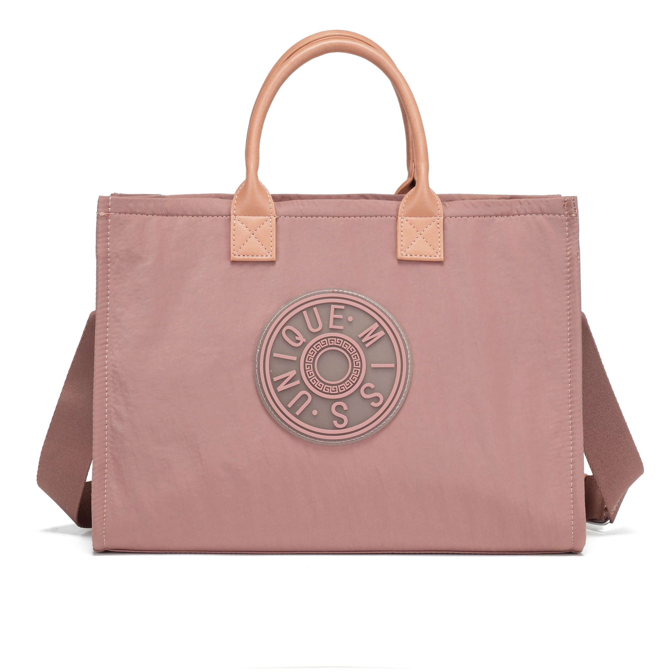Miss Unique Bolso Tote Bandolera Para Dama Nylon Acolchado, Asas de Piel y Correa Ajustable Removible Capacidad Extra Grande, Cabe Laptop Ideal para Viaje, Oficina y Playa