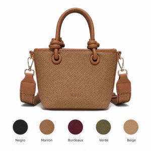 DEYCE Bolso de Mano Elegante con Asas de Cuero y Correa Ajustable para Mujer Estilo Moderno y Versátil en Marrón, Negro, Bordeaux, Verde, Beige
