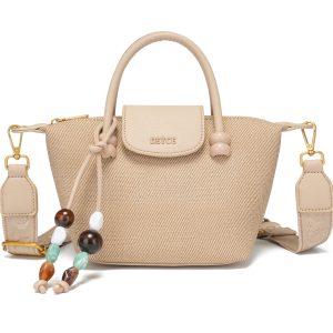 DEYCE Bolso Beige Estilo Boho con Detalles Naturales, Ideal para Tus Salidas de Verano