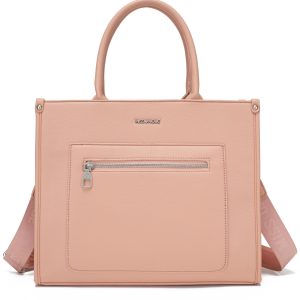 Miss Unique Bolso Tote de Cuero Sintético PU para Mujer Dama Gran Capacidad con Compartimento para Laptop Bandolera Ajustable 2 en 1 con Correa Ancha Grabada Doble Asa Superior Remaches Metálicos en Esquinas Estilo Casual Elegante y Versátil Ideal para Tr