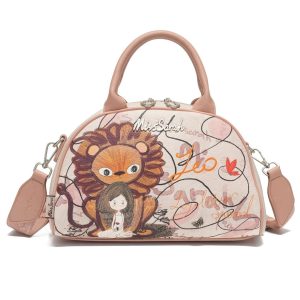 Bolsa Boston misssarah con Diseño de León Graffiti MissBag, Tipo Satchel Mujer, Uso Diario, Resistente al Agua, Asa y Bandolera Desmontable