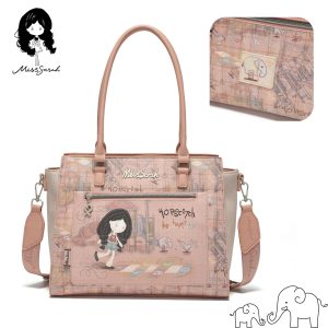 MissBag Bolsa Bandolera Mujer Grande Impermeable PU con Diseño Graffiti Retro MissSarah, Bolso de Hombro Ajustable Multibolsillos para Trabajo y Regal