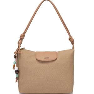 DEYCE Bolso Beige Estilo Boho con Detalles Naturales Tamaño L Ideal para Salidas de Verano Versátil y Elegante para Ocasiones Casuales o Semi-formales