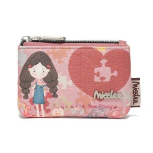 Monedero MissLee MissBag, para monedas, tarjetas bancarias, etc., con cierre, pequeño y elegante, diseño grafiti niña rompecabezas