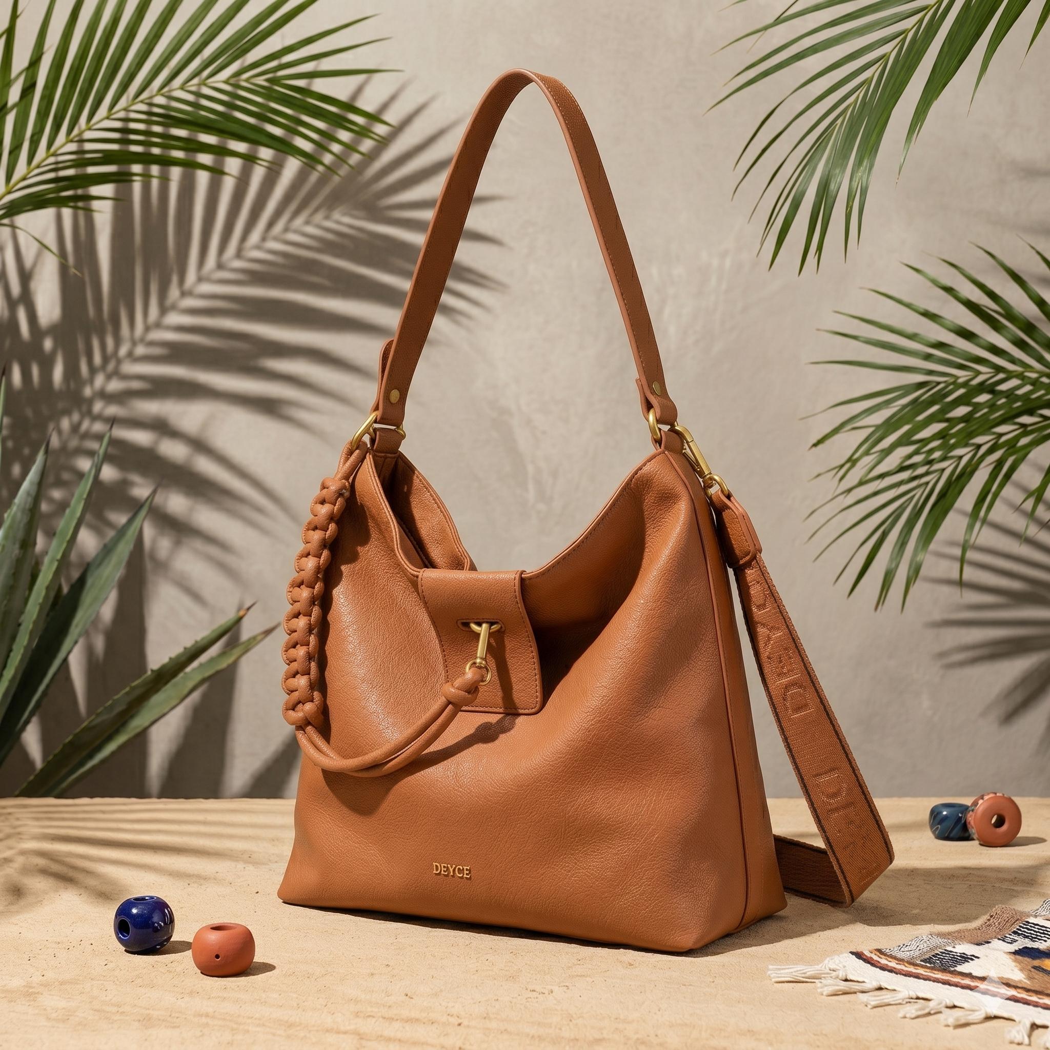 DEYCE Bolso para Mujer de Mano y Hombro, Bolsa Elegante de Gran Capacidad con Correa Ajustable, Piel Sintética Premium y Detalles Dorados