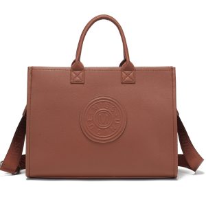 Miss Unique Bolso Tote Acolchado de Cuero Sintético Tipo Lichi para Mujer Bandolera Ajustable con Logotipo, Asa Superior Gran Capacidad Cierre Cremallera Superior Interior Estampado Floral Compatible con Laptop, Ideal para Viajes Trabajo Playa y Uso Diario Bolsa Versátil Ligera y Elegante Estilo Pl