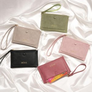DEYCE Cartera Mujer Compacta y Elegante, Monedero con Cremallera, Tarjetero con Múltiples Ranuras para Tarjetas, Ventana de ID y Correa de Muñeca