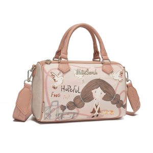 Bolso Boston MissSarah, Estampado bordado, Múltiples compartimentos