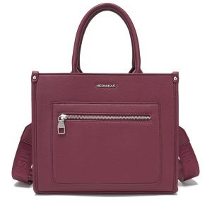 Miss Unique Bolso Tote de Cuero Sintético PU para Mujer Dama Gran Capacidad con Compartimento para Laptop Bandolera Ajustable 2 en 1 con Correa Ancha Grabada Doble Asa Superior Remaches Metálicos en Esquinas Estilo Casual Elegante y Versátil Ideal para Trabajo Viajes Oficina y Uso Diario