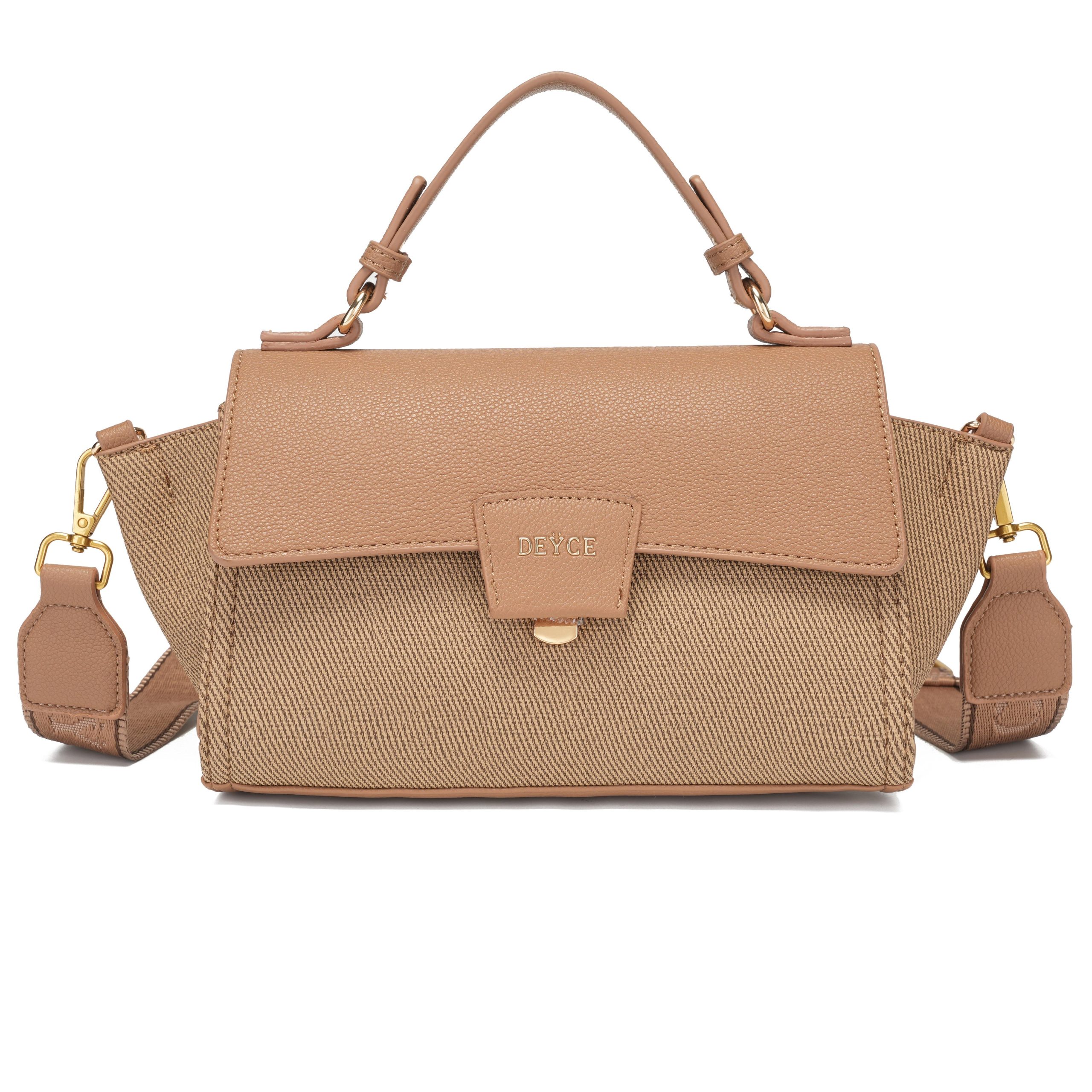 DEYCE Bolso Mujer Elegante Tipo Bandoleras con Tapa 23x15x9.5 cm Bolsa Chic para Oficina Citas y Uso Diario Acabados Finos y Modernos