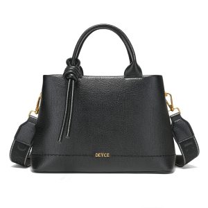 DEYCE Bolso de Mano Elegante en Negro con Asas de Cuero y Correa Ajustable para Mujer Estilo Moderno y Versátil
