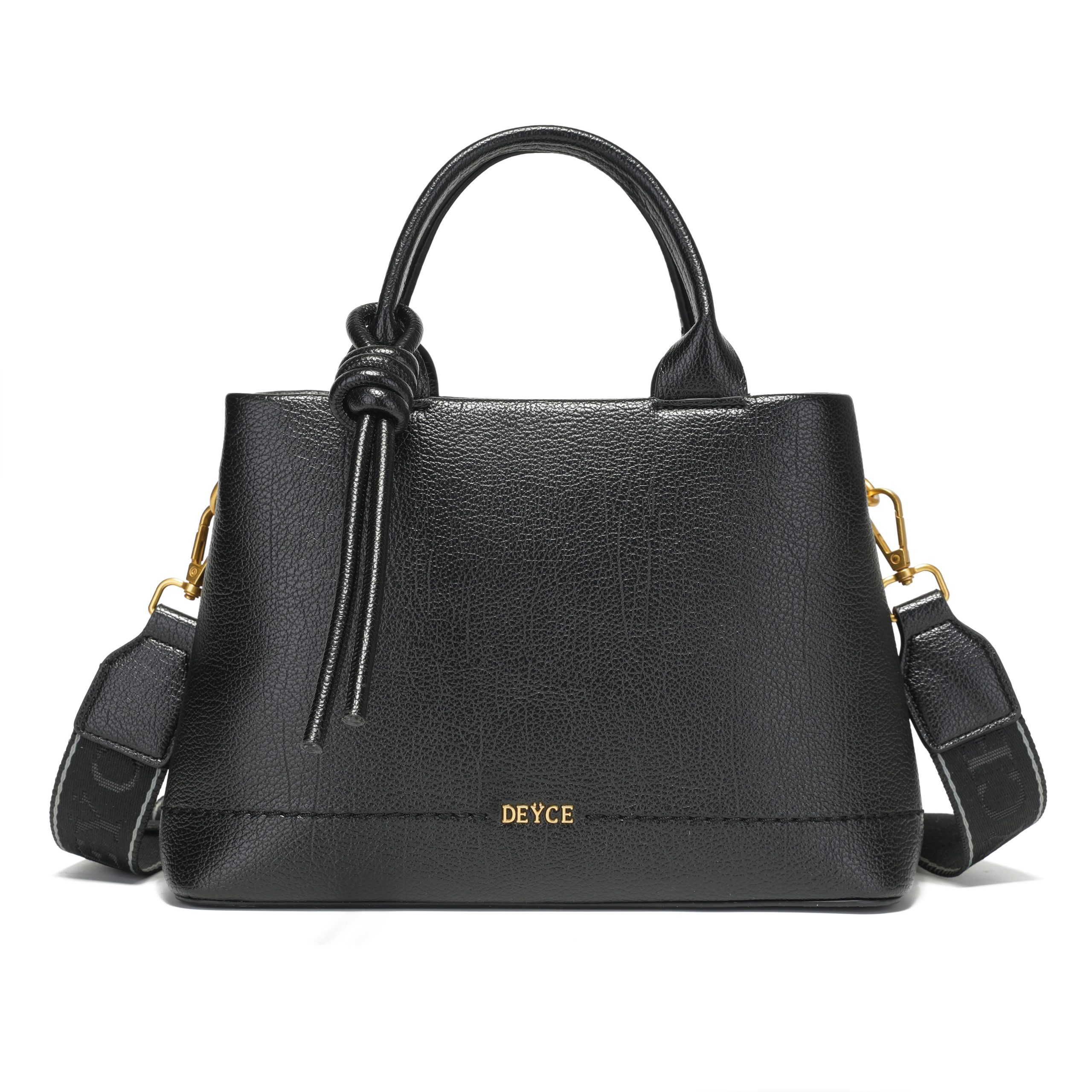 DEYCE Bolso de Mano Elegante en Negro con Asas de Cuero y Correa Ajustable para Mujer Estilo Moderno y Versátil