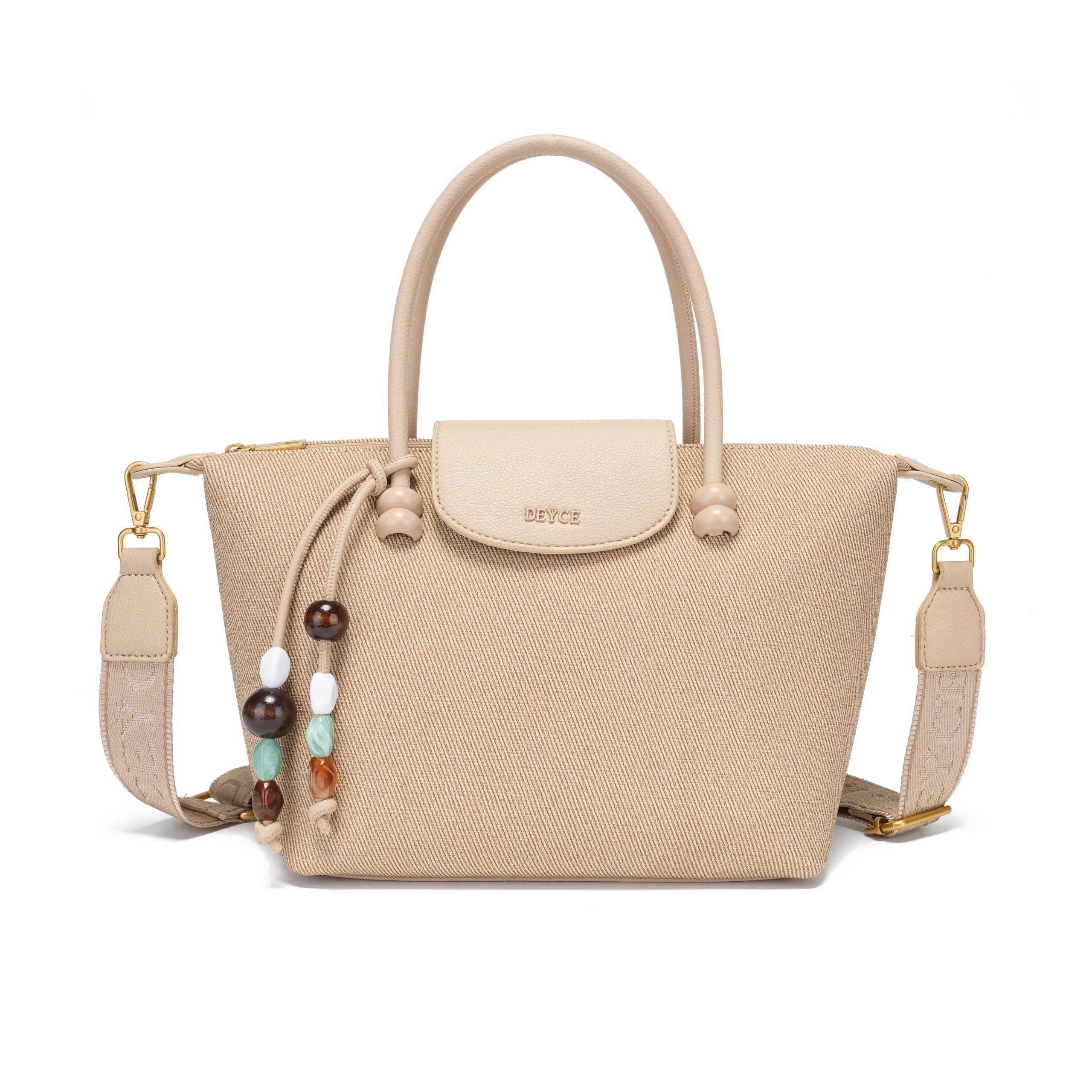 DEYCE Bolso Beige Estilo Boho con Detalles Naturales Ideal para Tus Salidas de Verano Versátil y Elegante para Ocasiones de Verano L
